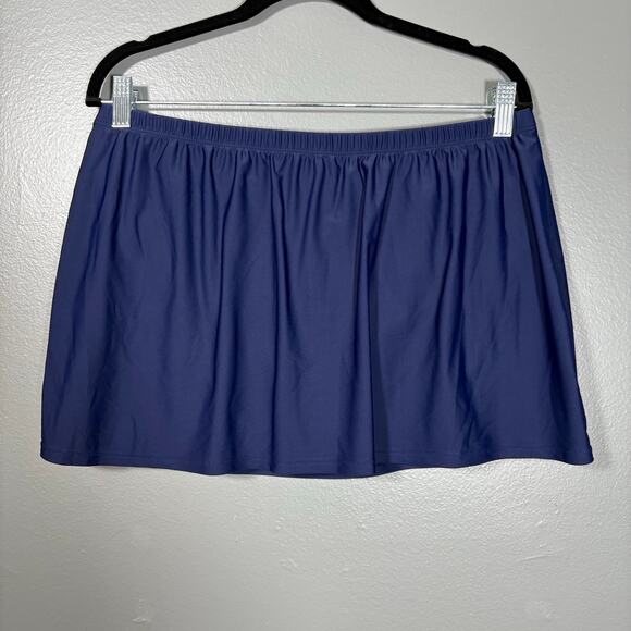 Costa Del Sol Navy Blue Solid Skirted Bikini Bottom - 18 - Women's Plus Size - Picture 1 of 6